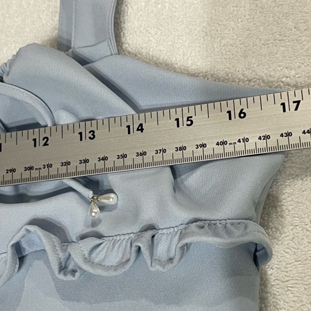 NWT GB Baby Dusty Blue Coquette Top Size‎ L Gianni Bini Y2K - Picture 8 of 10